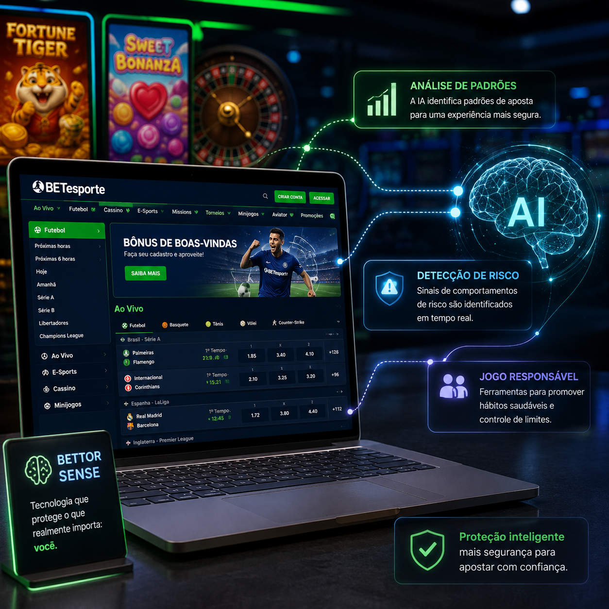 Tecnologia Bettor Sense da Sportradar na BETesporte